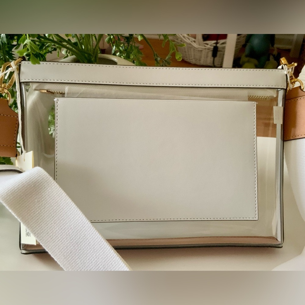 NWT TORY BURCH BLAKE CLEAR WHITE/NATURAL SWINGPACK CROSSBODY BAG - Picture 6 of 9